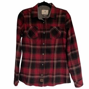 Legendary Whitetails Red and Grey Long Sleeve Plaid Button Up Sz Sm